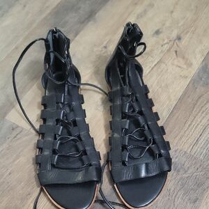 Franco Sarto Black Lace-Up Sandals